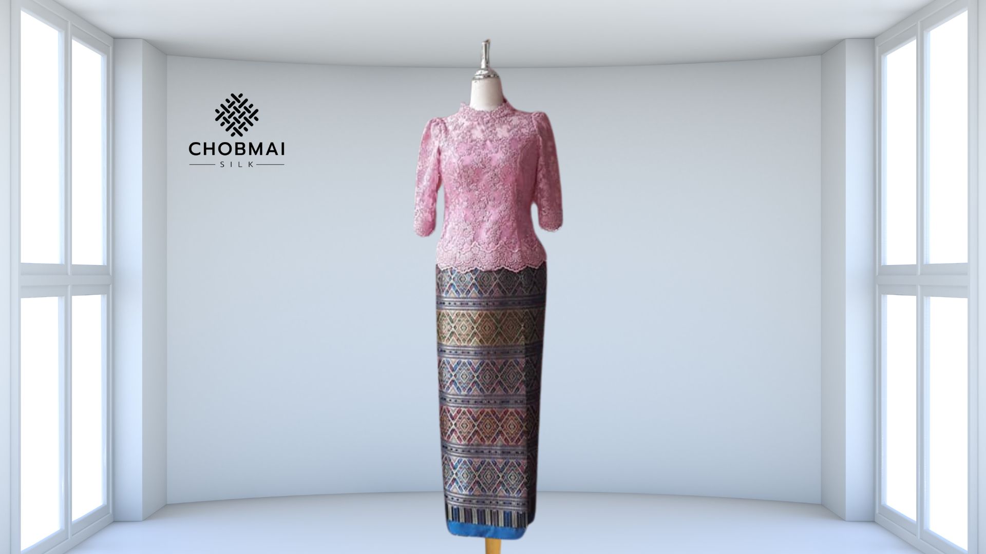 แบบตัดชุด แยกชิ้น เสื้อ+กระโปรง ผ้าไหม (ไม่รวมผ้า) chobmai x ARW รหัส CUT-ARW-0321678