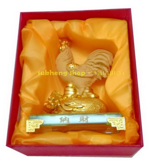 ไก่อ้วนมงคลบนถุงทอง ขนาด 3 นิ้ว