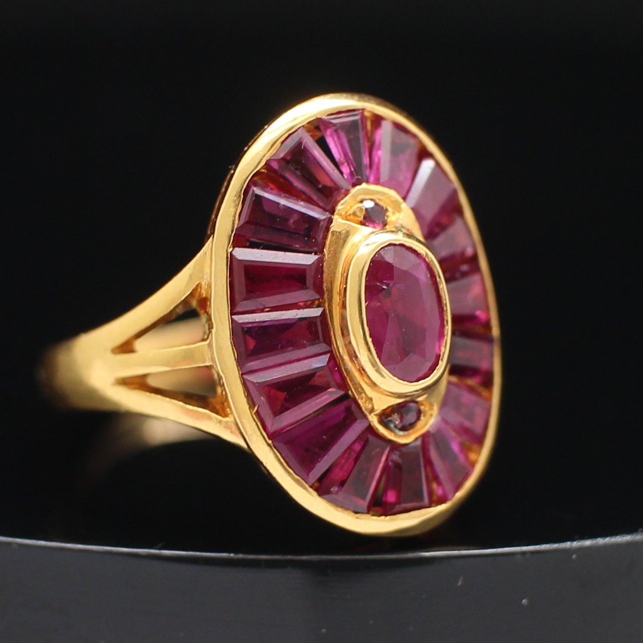 RG250190 แหวนทับทิมเจียรไน ทองแท้ 90% นน.รวม 5.7 กรัม ขนาดแหวน 54