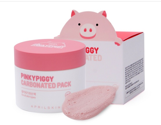 (พร้อมส่ง ) APRIL SKIN Pinky Piggy Carbonated Pack( 23,000 wom ) เป็นมาส์กคาร์บอเนตฟองฟู่สีชมพูอ่อน