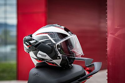 NOLAN FLIP-BACK HELMETS หมวกกันน็อค ยกคางไปด้านหลัง รุ่น N120-1 ▫️ Nightlife ▫️ White Red Metal Black (27)