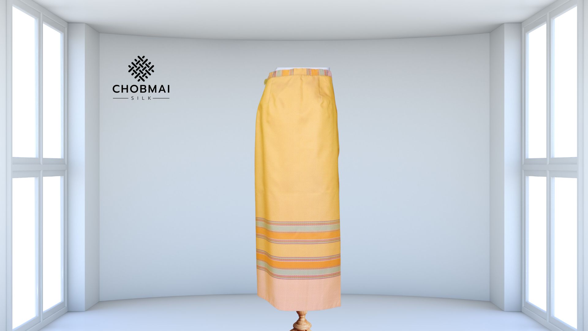 สั่งตัดเย็บ กระโปรงผ้าไหม ผ้าถุงสำเร็จ ผ้าถุงป้าย (ไม่รวมผ้า) รหัส CUT-ST007