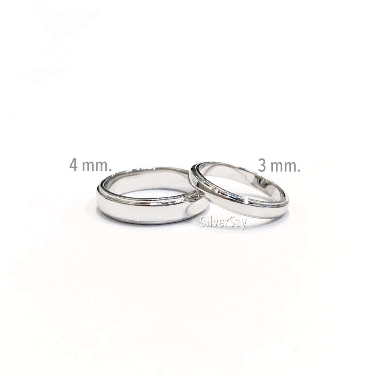 แหวนเกลี้ยง 4 มม.ขอบข้างลดระดับรอบวง/ขัดเงา/สำหรับสลักชื่อ