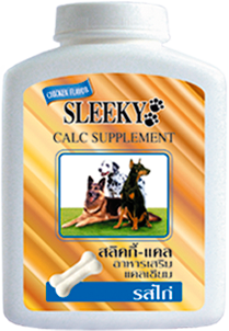 แคลเซียมสุนัข SLEEKY (สลิคกี้) บำรุงร่างกายและกระดูก รสไก่ สำหรับหมาทุกพันธุ์ - ขวดกลาง 350 กรัม