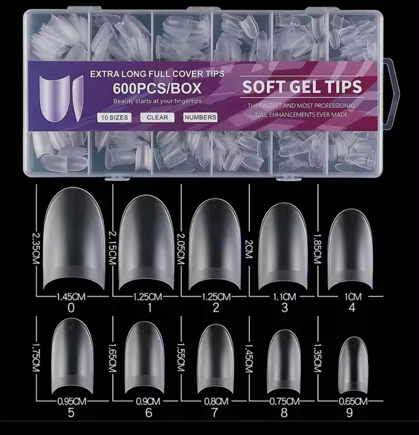 เล็บทิป ทิปต่อปลายเล็บ เล็บปลอมสั้น SOFT GEL TIPS 600ชิ้น/กล่อง