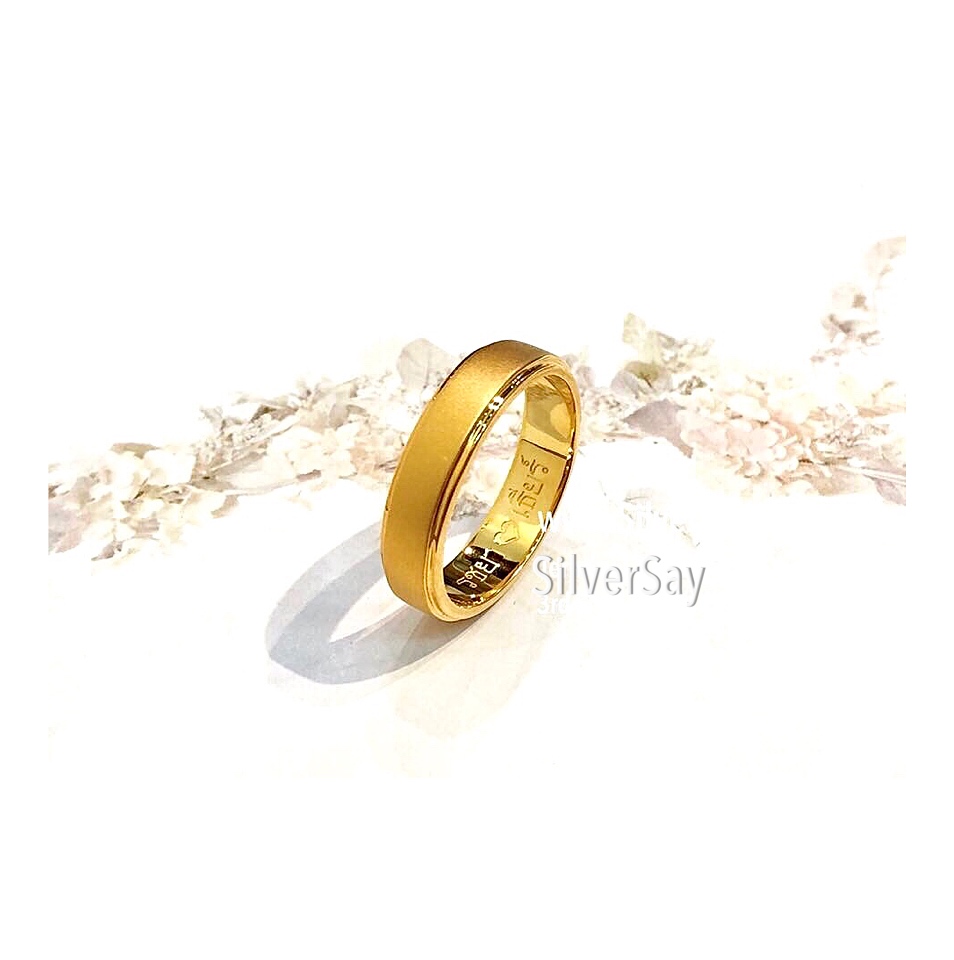 แหวนเกลี้ยง 5 มม.ขอบข้างลดระดับรอบวง/พ่นทราย-ตัดขอบเงา/สำหรับสลักชื่อ