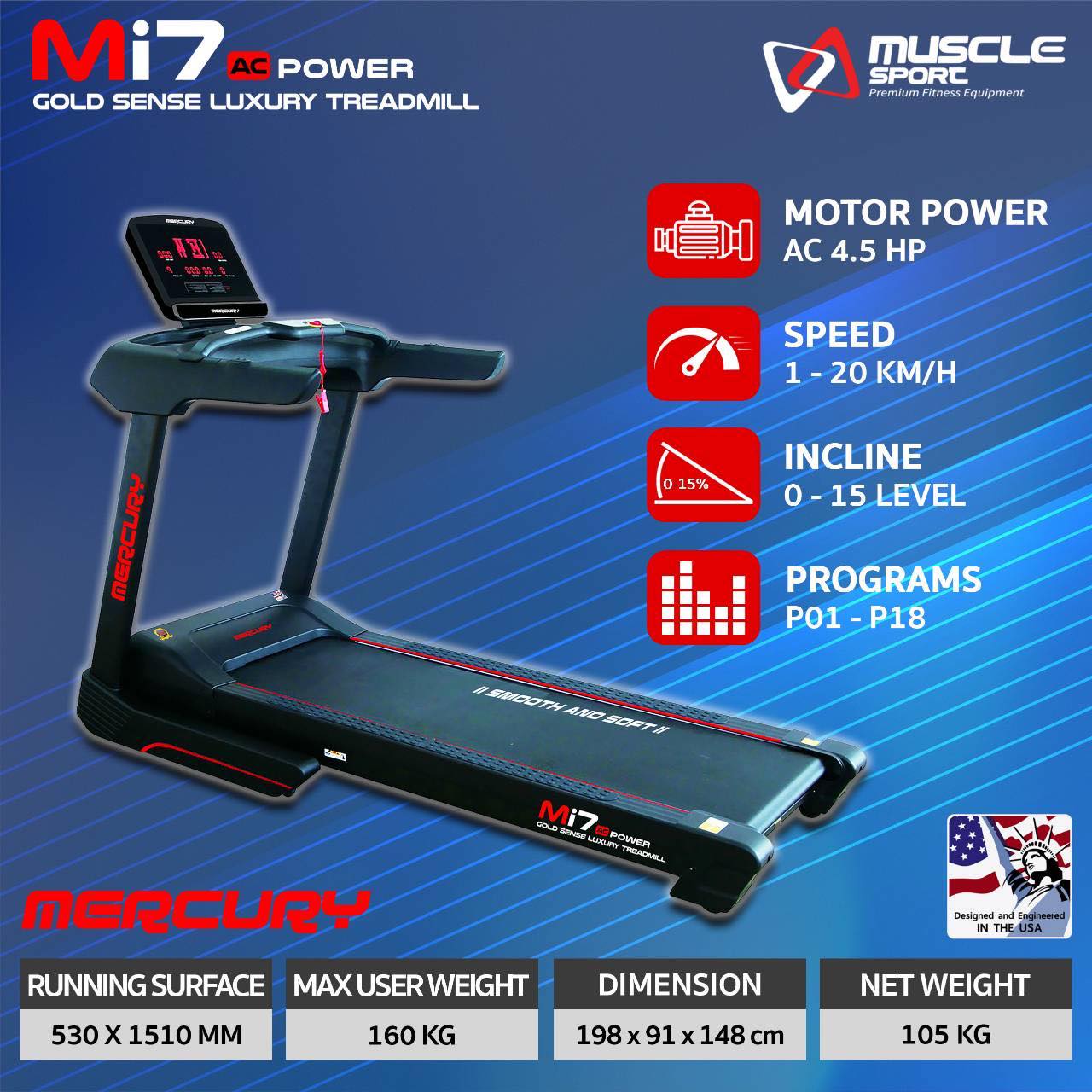 ลู่วิ่งไฟฟ้า MERCURY รุ่น Mi7 AC POWER