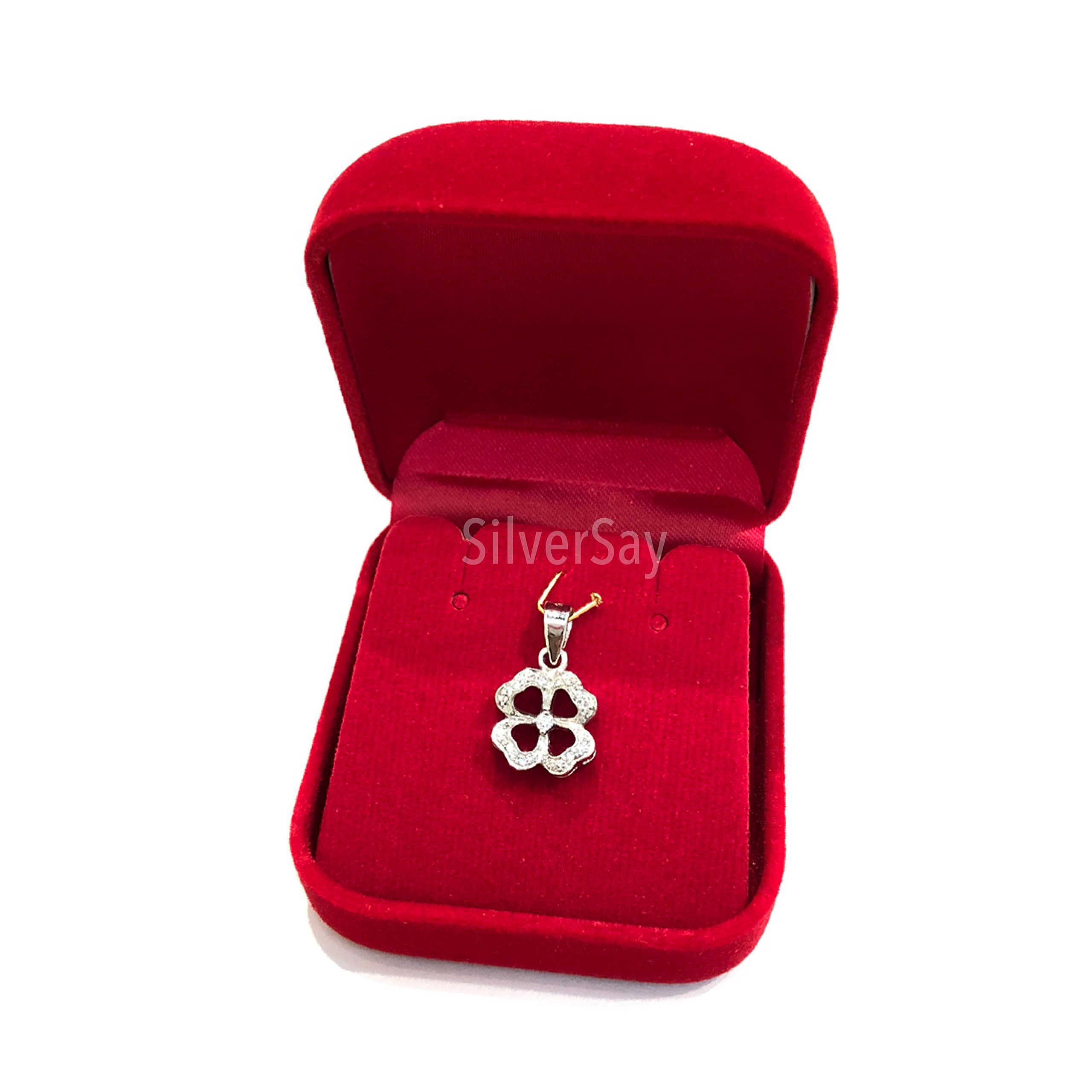 ต่างหูฉลุใบโคลเวอร์ Clover 4 ฉลุลาย ฝังเพชรสวิสไมโครแถว
