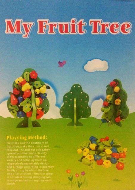 ของเล่นไม้- Fruit Tree ร้อยเชือกต้นไม้ต้นไม่สำหรับฝึกร้อยเชือก เป็นการฝึกกล้ามเนื้อมือ ฝึกสายตา เด็กๆจะเรียนรู้จักวงจรของต้นไม้ ส่งฟรี