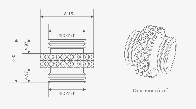 Bykski G1/4 Dual Male Extension Coupler - Mini B-DTJ-MI