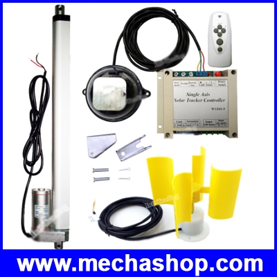 ชุดปรับมุมตามแสงอาทิตย์ 12V DC Motor Single Axis Solar Tracking Tracker Kits W/ 1500N 14inch Linear Actuator W/ Controller W/ Wind Sensor Anemometer