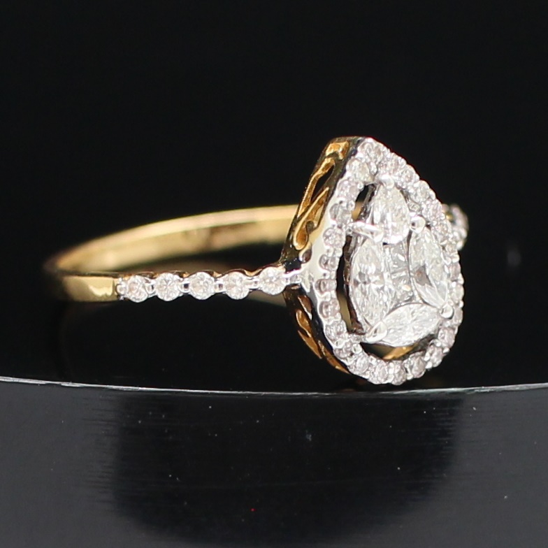 RG250251 แหวนเพชรกระจุกหยดน้ำ เพชรแท้ 0.45 กะรัต ทองแท้ 90% นน.รวม 1.7 กรัม ขนาดแหวน 53