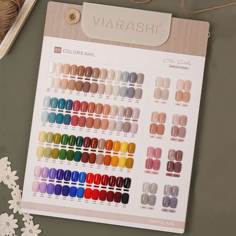 ชุดสีเจลทาเล็บ แบรนด์Viarashi สีพื้น 60สีพร้อมชาร์ต ขนาด12ml
