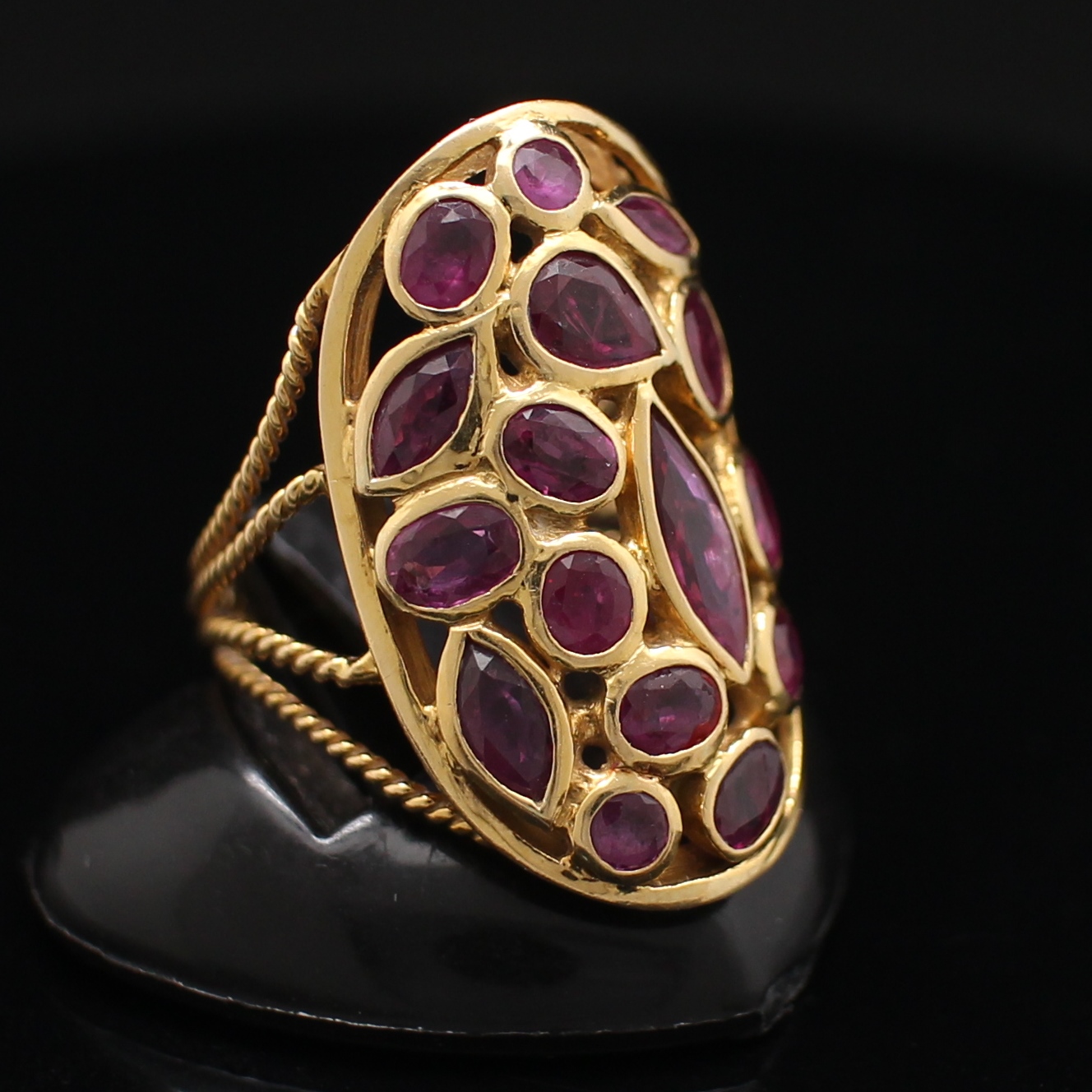 RG250078 แหวนทับทิมหน้าโล่ห์ ทองแท้ 90% นน.รวม 6.4 กรัม ขนาดแหวน 52