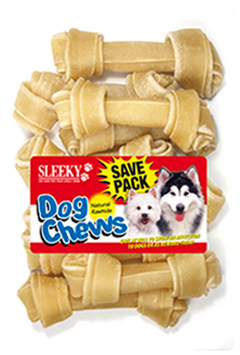 ขนมขัดฟันสุนัข SLEEKY หนังวัวขัดฟันหมารูปกระดูกผูก ขนาด 4 นิ้ว - แพ็คใหญ่