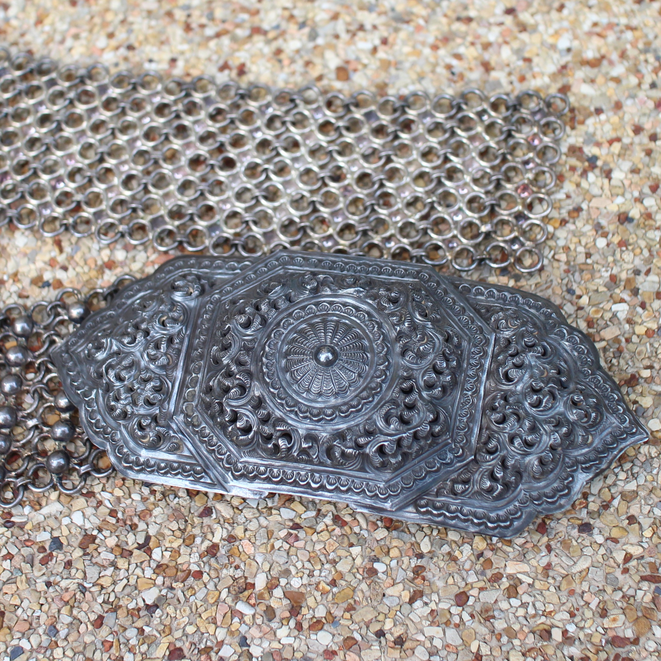 SI354 เข็มขัดเงิน ลายไทย เงินแท้ 92.5% นน. 467.2 กรัม ยาว 37.5 นิ้ว กว้าง 2 นิ้ว