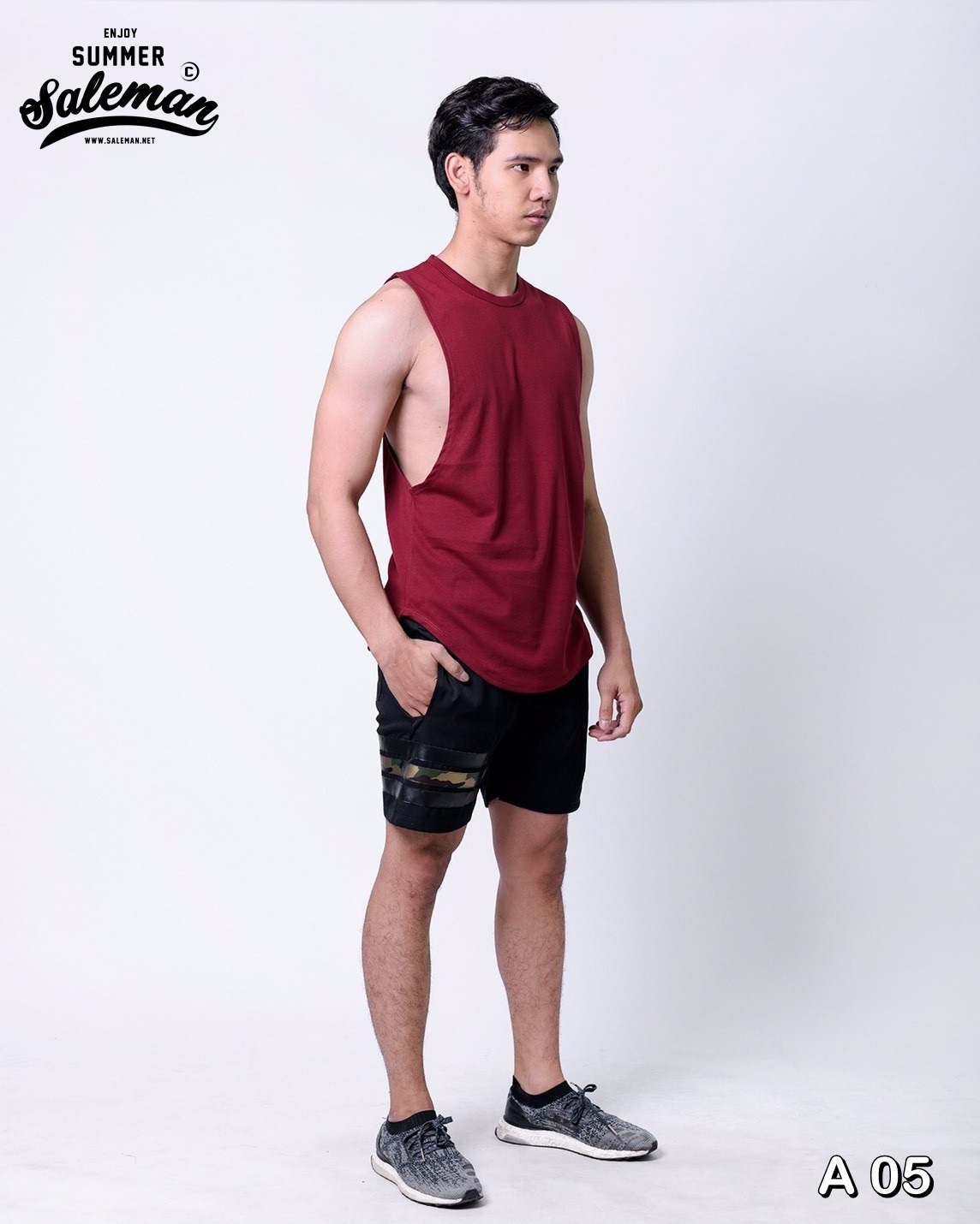 เสื้อกล้าม A 05 สีแดงเลือดหมู