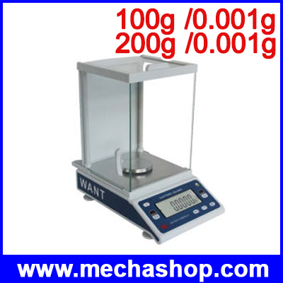 เครื่องชั่งความละเอียดสูง เครื่องชั่งห้องแลป มีตู้ครอบทรงสูง ชั่งได้ 100g/0.001g, 200g/0.001g Digital Balance Scale ยี่ห้อ WANT (จีน)
