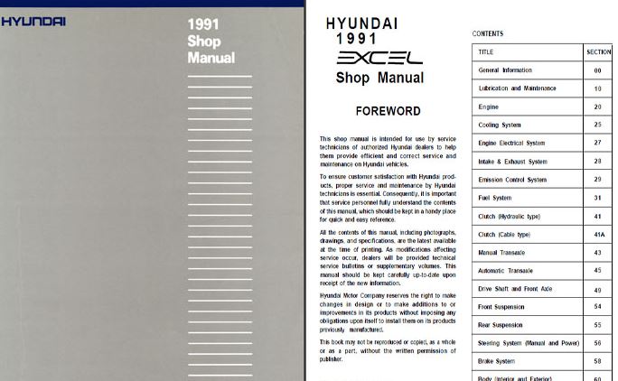 HYUNDAI EXCEL (90-95)คู่มือซ่อมรถยนต์วงจรไฟฟ้าฮุนได เอ็กเซล HYUNDAI EXCEL X2 G4AJ G4AM KM200 KM201 KM176