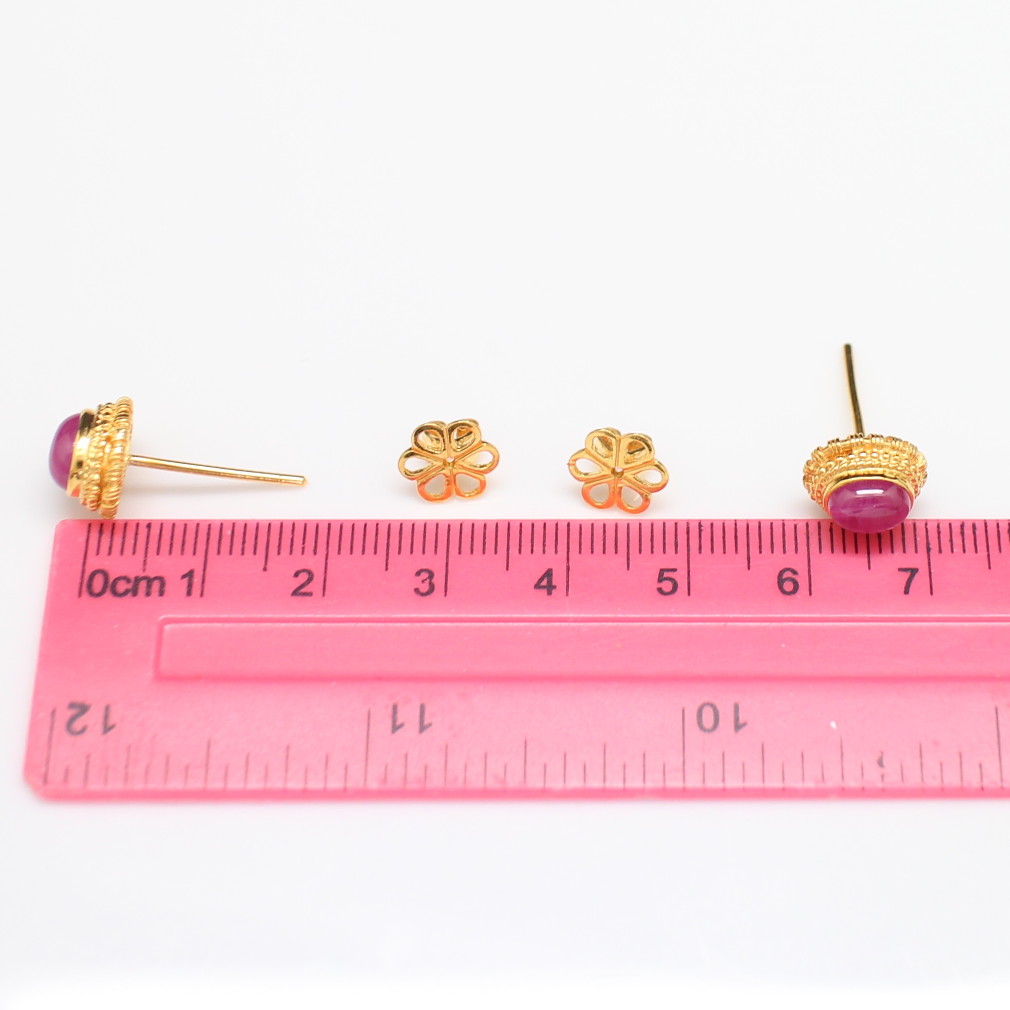 ER25057 ต่างหูทับทิมล้อมจั่นมะพร้าว ทองแท้ 90% นน.รวม 5.6 กรัม