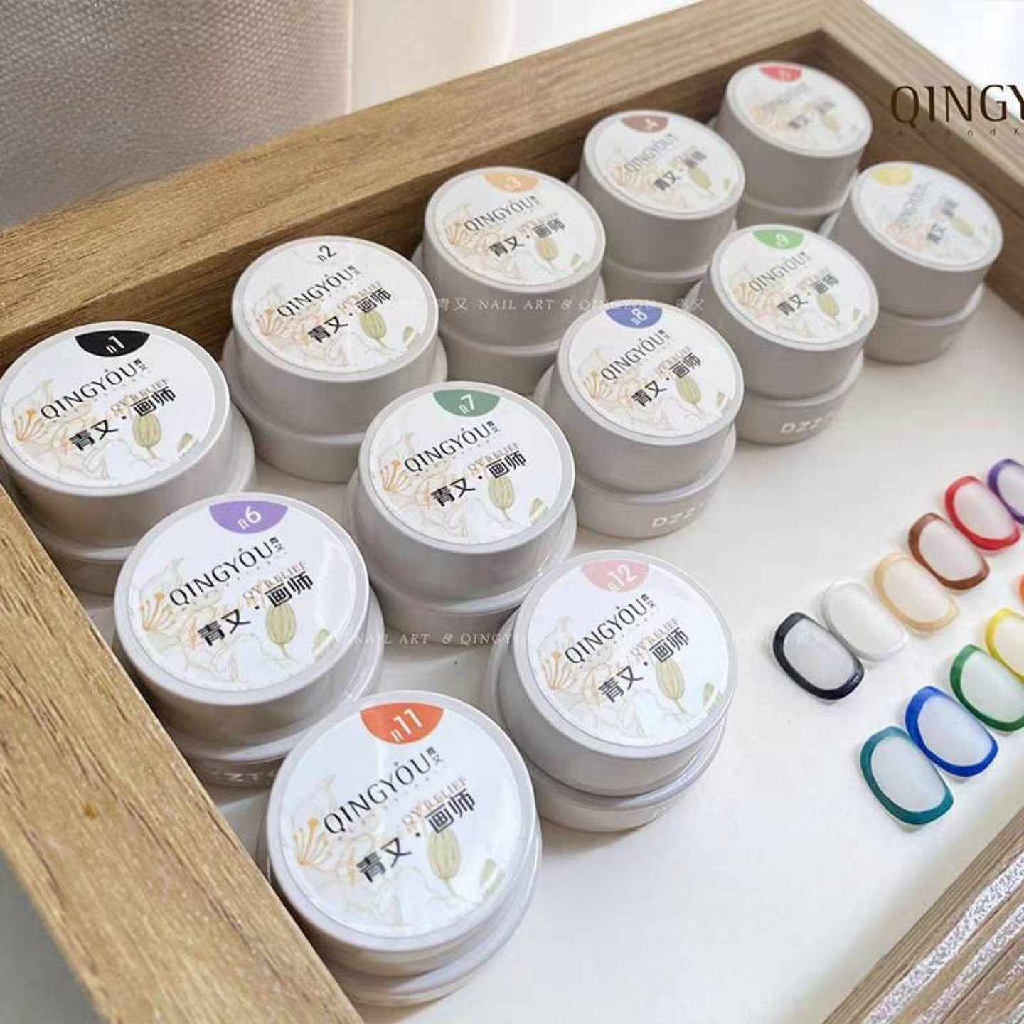 สีเจลเพ้นท์เล็บ เจลเพ้นท์แบบกระปุก แบรนด์QINGYOU เนื้อสีเรียบเนียน ทาง่าย 12สี/set