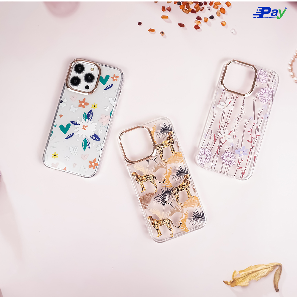 เคสโทรศัพท์ iPhone Morii ลายดอกไม้ ขอบกล้องสีทอง แบบอ่อน สำหรับ 14ProMax/14/11