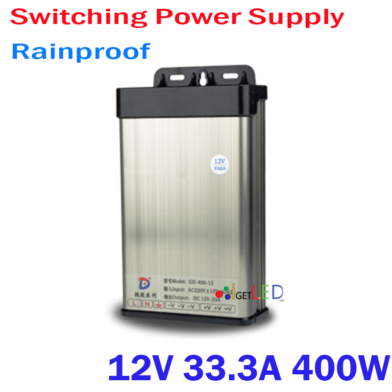 12V 33.3A 400W หม้อแปลงกันฝน สวิทชิ่งกันฝน เพาเวอร์ ซัพพลาย Switching สำหรับกล้องวงจรปิด ไฟ LED พลังงานเต็ม อะแดปเตอร์