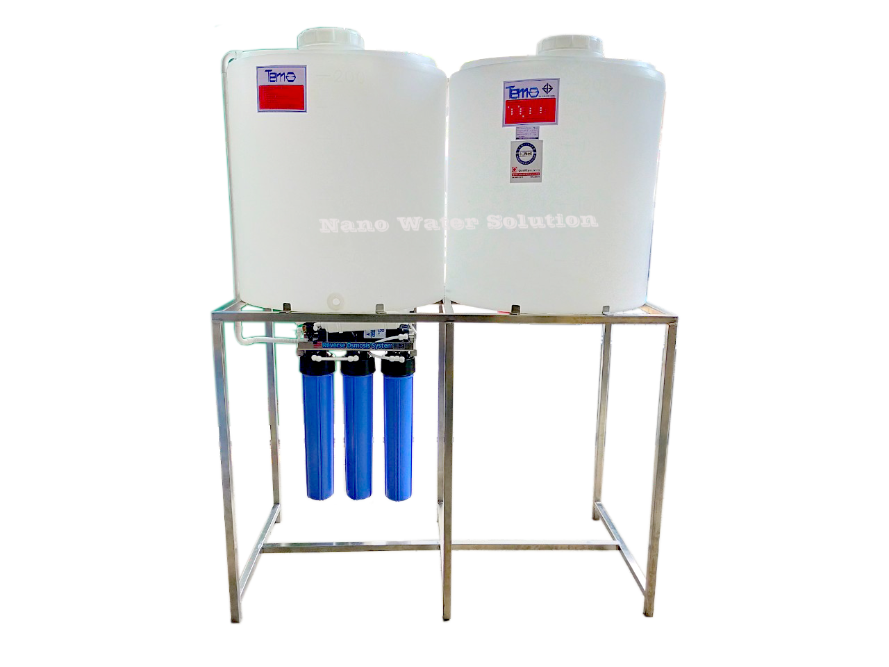 เครื่องกรองน้ำ R/O 1,000 LPD แบบโครงสแตนเลส + ถังเก็บน้ำ PE 200 L