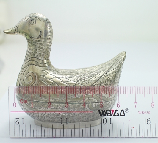 SI0082 ตลับเป็ดคู่ 2 ตัว เงินแท้ 92.5% นน. รวม 86.8 กรัม งานสวยสภาพดีค่ะ