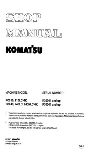 KOMATSU PC200-7 / PC220-7 / PC200LC-7 ขาย คู่มือซ่อมรถจักรกลหนักโคมัตสุ วงจรไฟฟ้า KOMATSU รุ่น PC200-7 / PC200LC-7 / PC220-7 / PC200LC-7