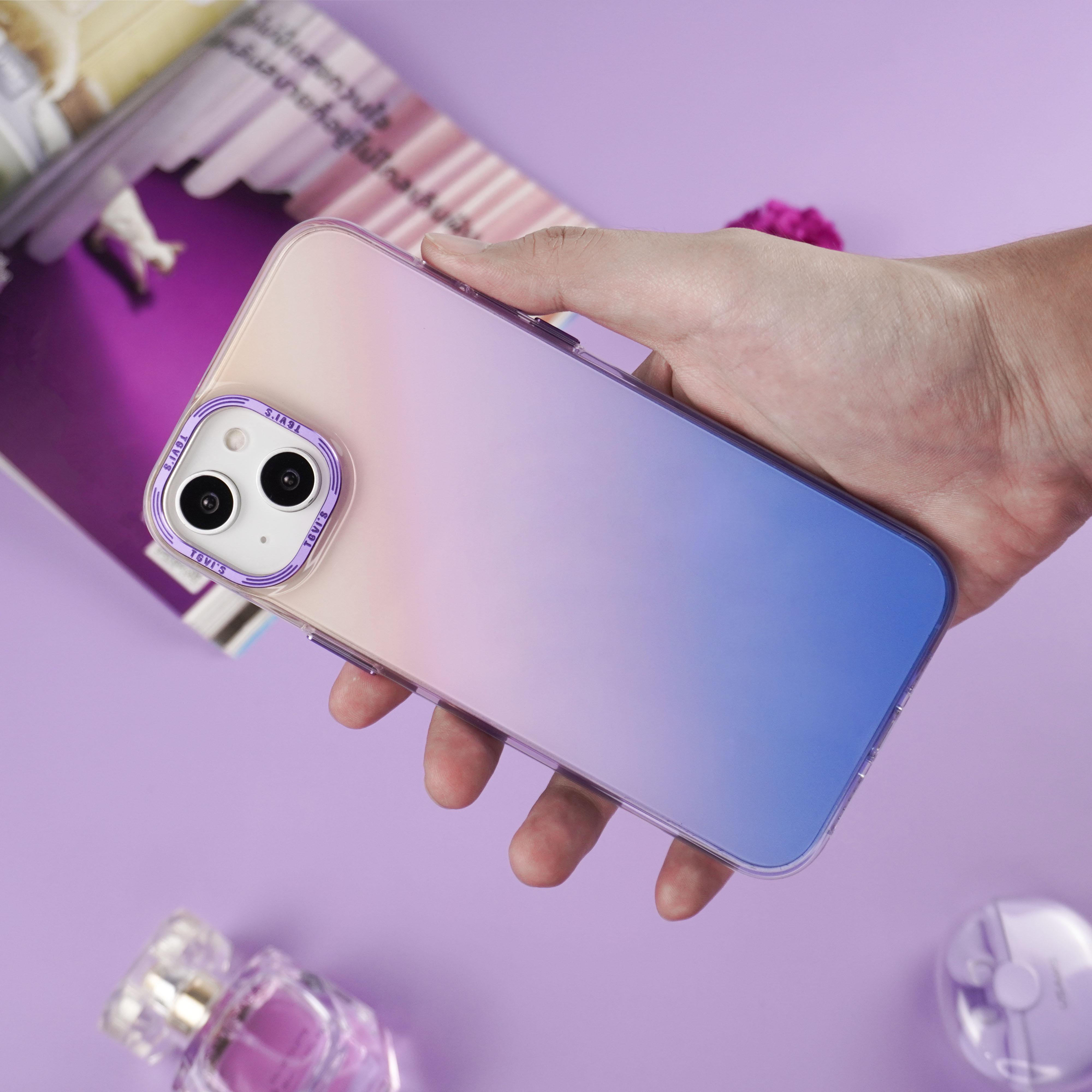 เคสโทรศัพท์ iPhone TGVIS กันกระแทก ขอบTPU หลังแข็ง Purple สำหรับ14/14Pro/14Plus/14ProMax