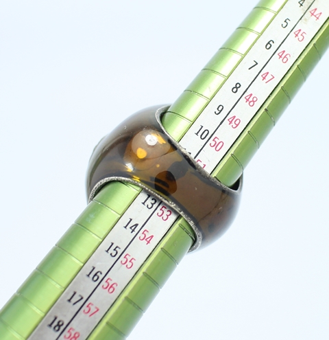 SI0092 แหวนเงินพลอยส้มลงยาสีน้ำตาล เงินแท้ นน. 15.7 กรัม Size 53