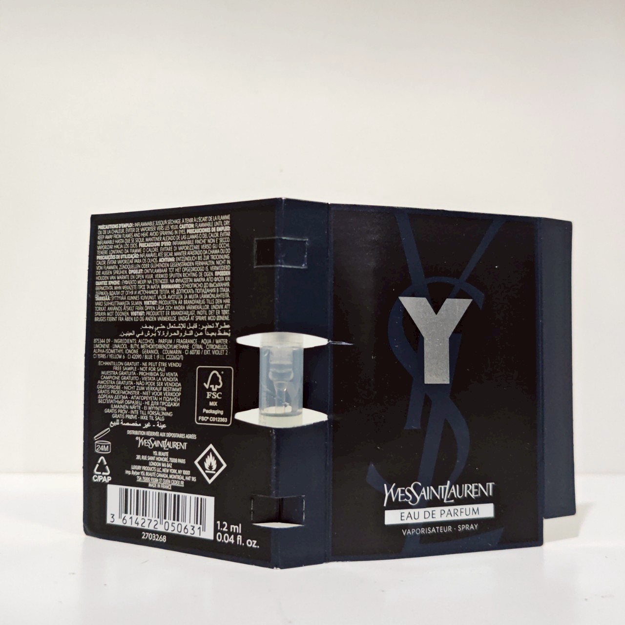 น้ำหอมไวออลหลอดทดลอง YSL Y EDP 1.2ml Spray Sample Vial แบบหลอดทดลอง น้ำหอมไวออลแบบหลอด