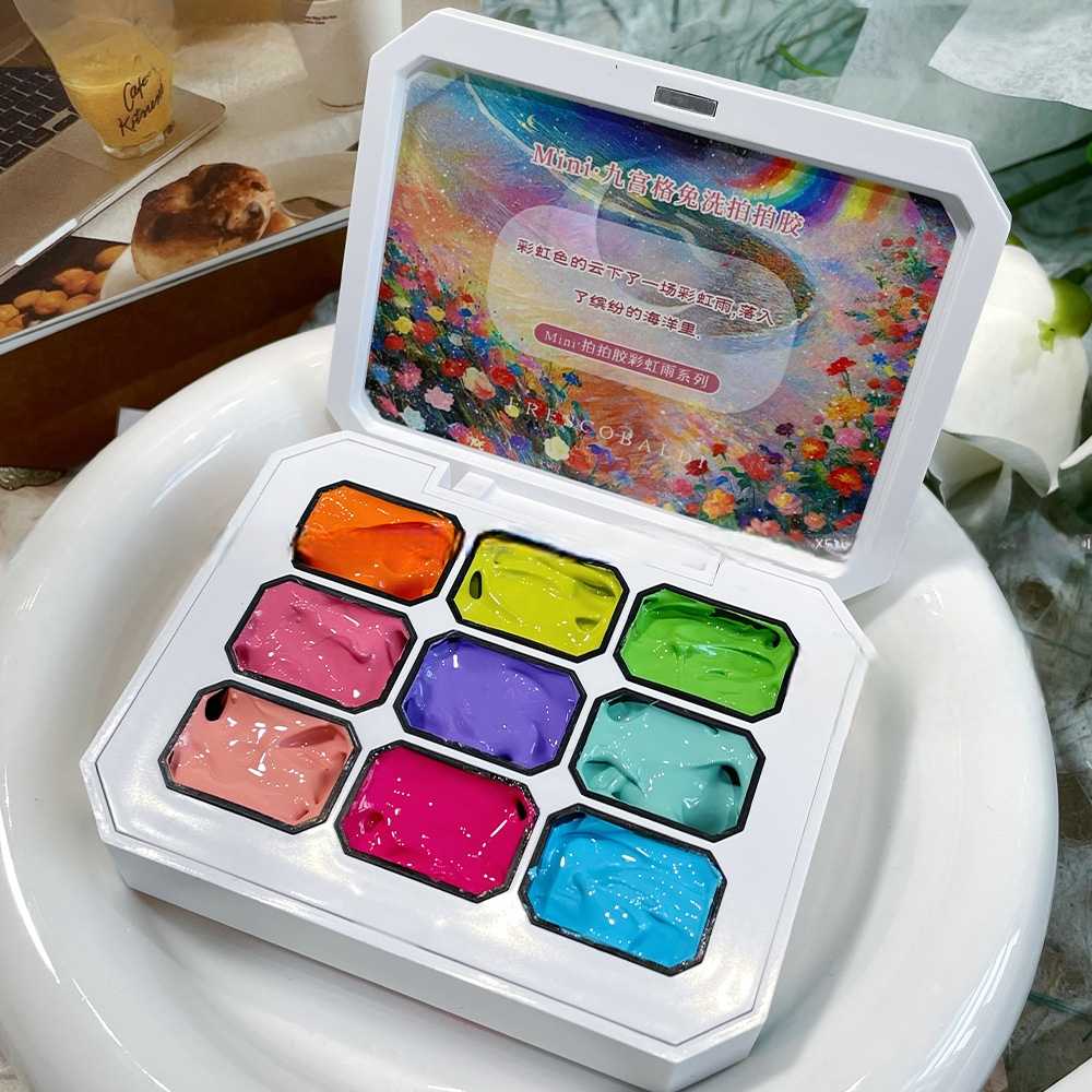 สีเจลเพ้นท์ สีเจลทำออมเบรย์ สีเจลไล่สี ใช้ทาได้ สีสดใส แบบตลับ 9สี/เซต