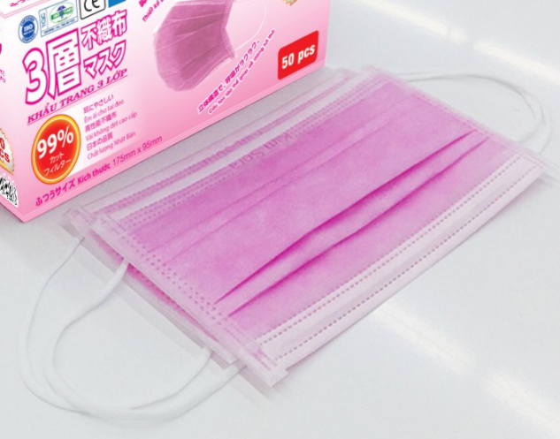 Kim Sora กล่อง 50 ชิ้น หนา3ชั้น สีชมพู ขอแท้ จากโรงงาน คิมโซระ KIMSORA Japan Standard MASK พร้อมส่ง