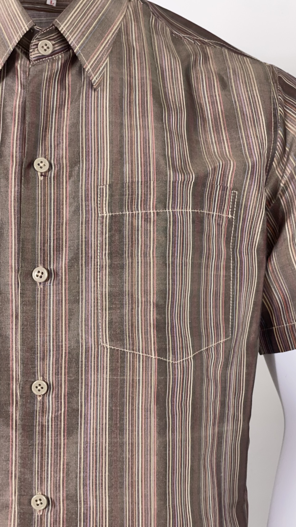 เสื้อเชิ้ต แขนสั้น ผ้าไหมลายริ้ว ไหมแท้ | เลือกไซส์ | เลือกสีผ้า รหัส DK-AA-11136830