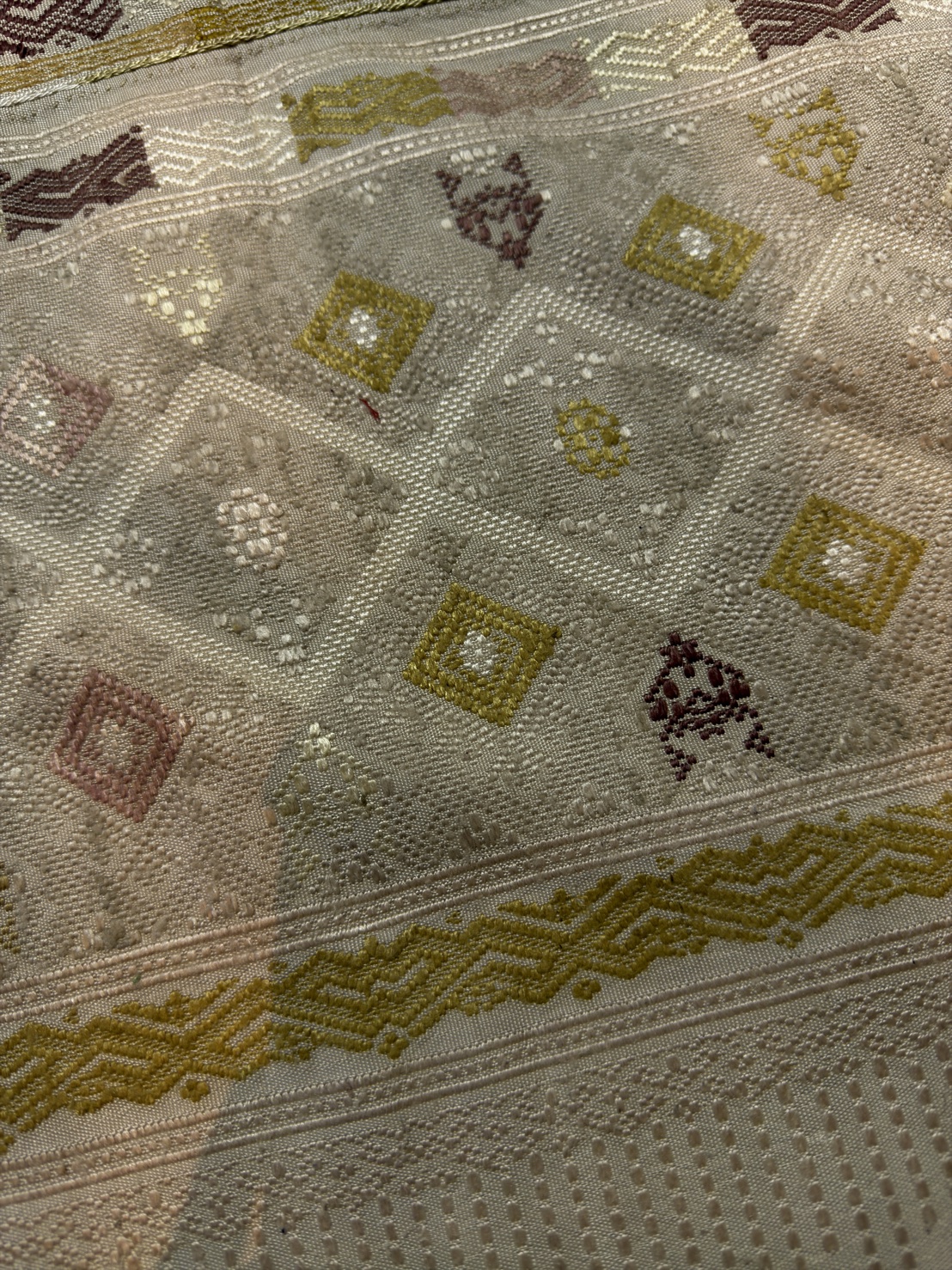 ซิ่นขิดไหม ต่อหัว ขนาด1x2เมตร สีขาวครีม รหัส R4F-155-1246815