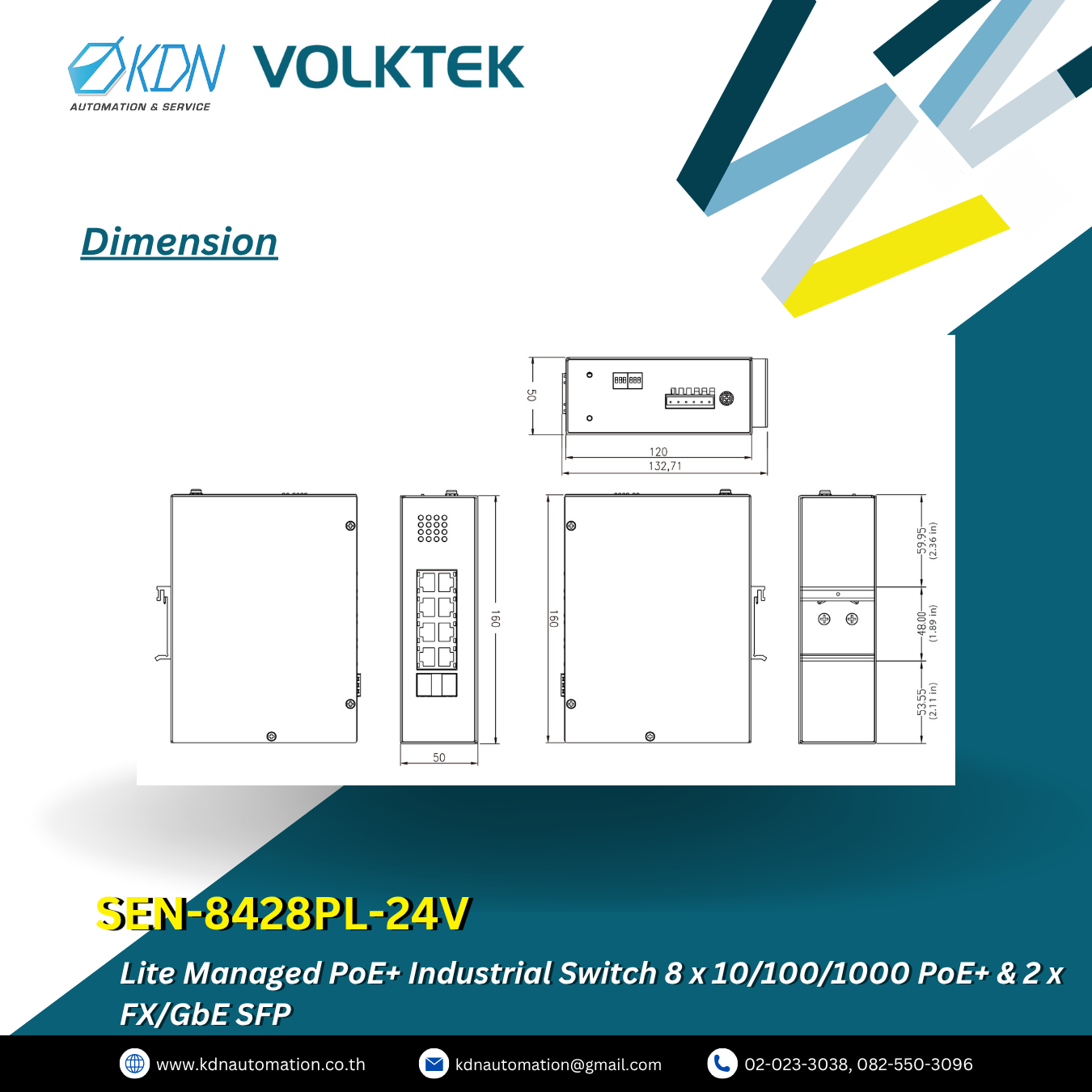 SEN-8428PL-24V Volktek Lite Managed PoE+ Industrial Switch 8 x 10/100/1000 PoE+ & 2 x FX/GbE SFP