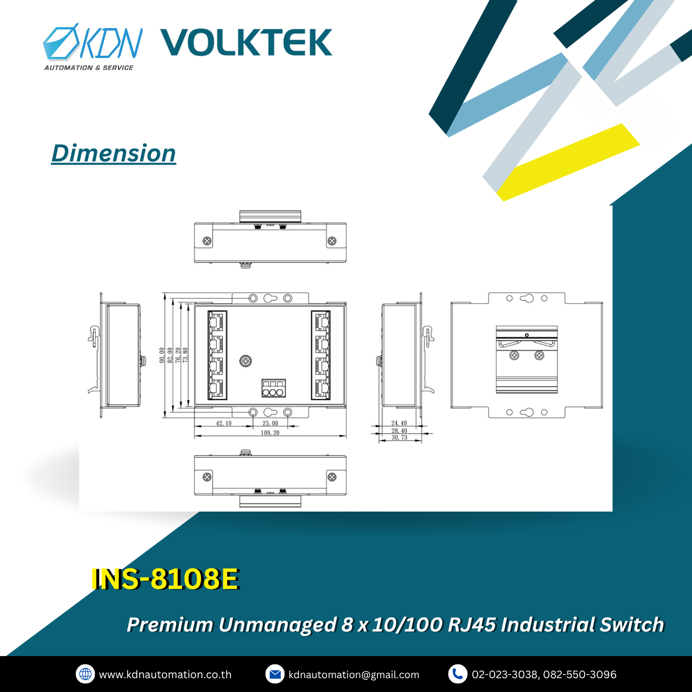 INS-8108E Volktek Premium Unmanaged 8 x 10/100 RJ45 Industrial Switch