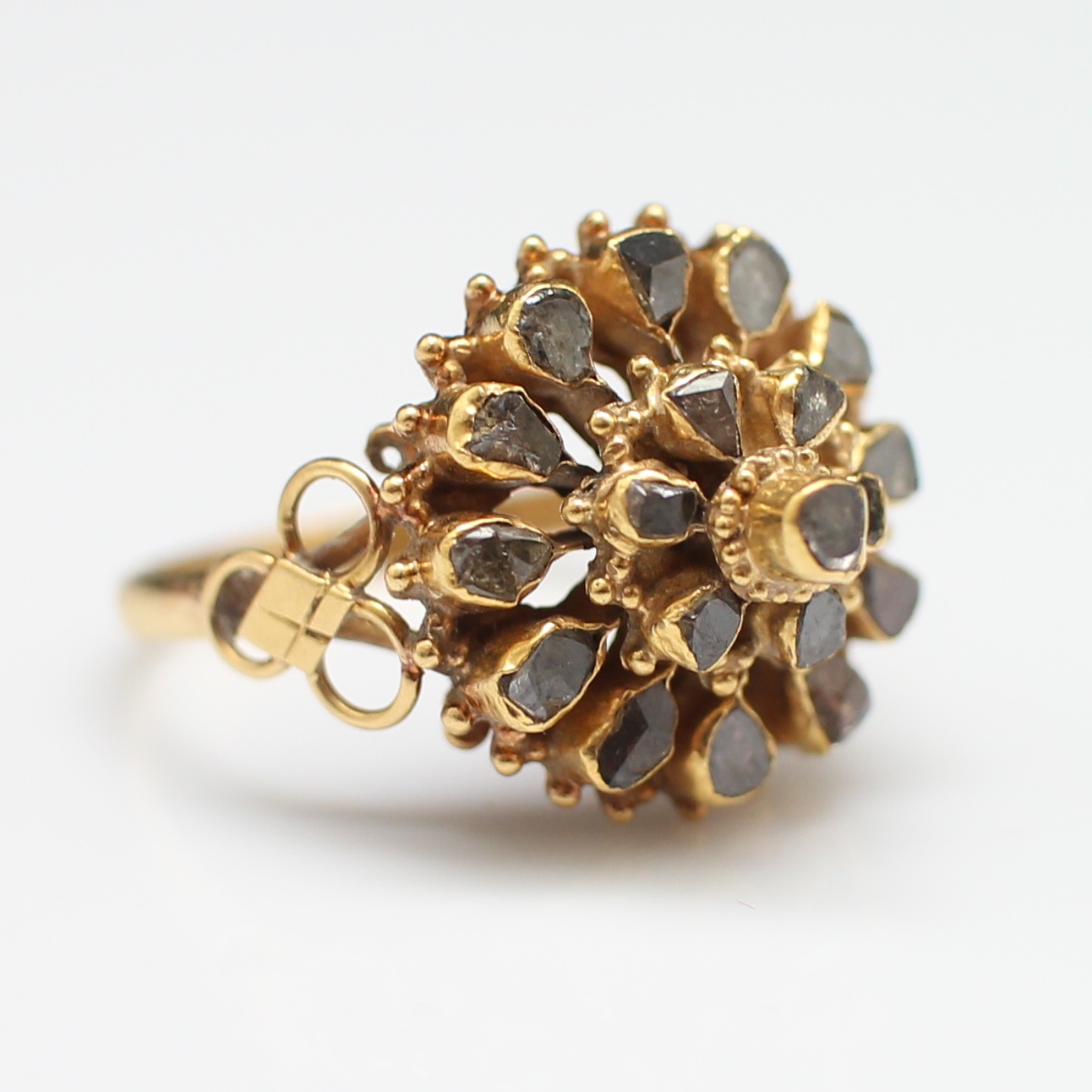 RG250192 แหวนเพชรซีกทรงฉัตร ทองแท้ 90% นน.รวม 3.4 กรัม ขนาดแหวน 53