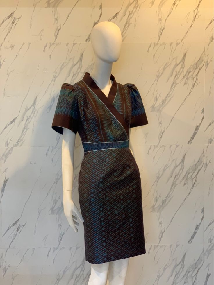 แบบตัดชุด เดรสผ้าไหม (ไม่รวมผ้า) รหัส CUT-ST-001