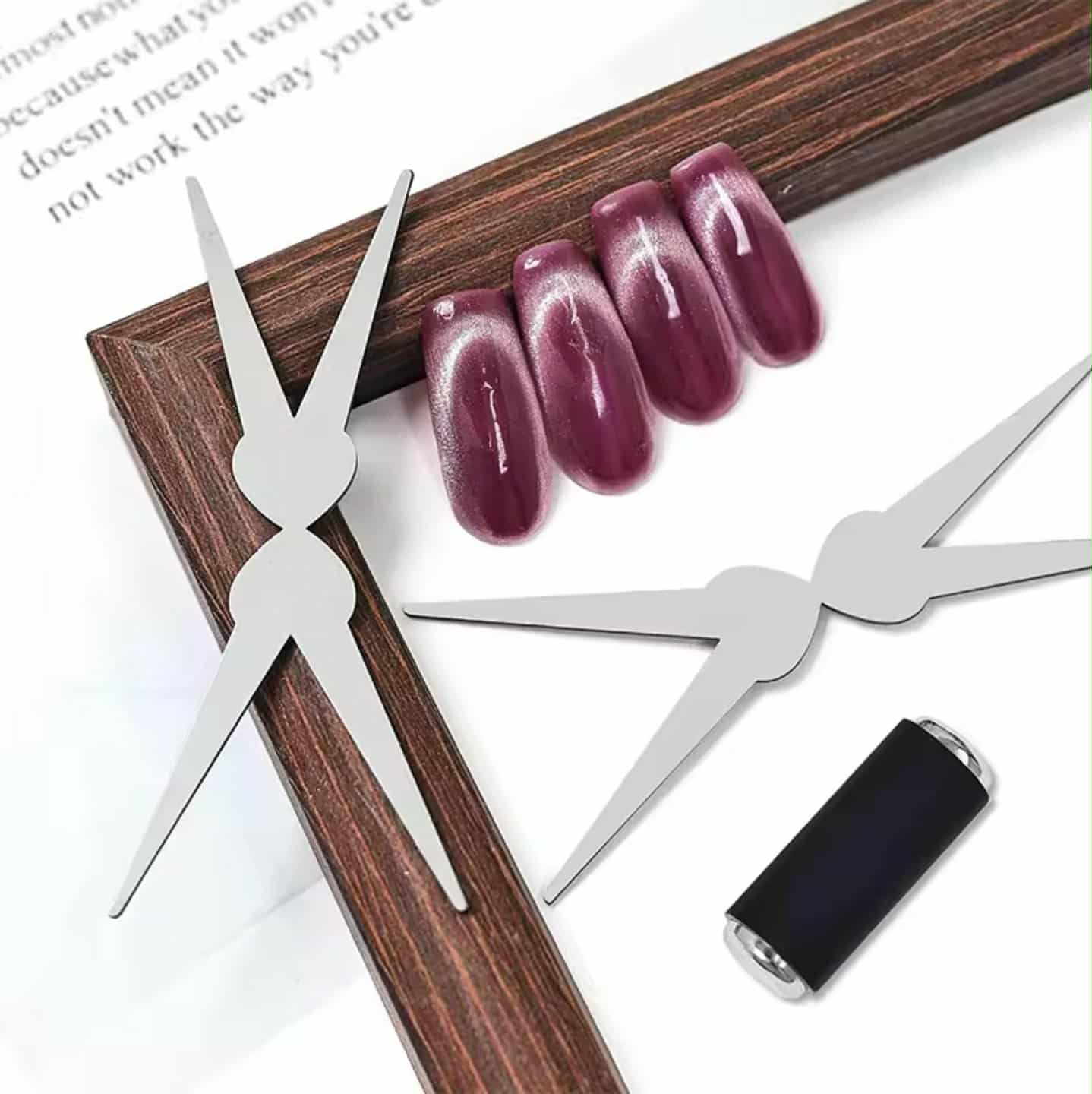 ชุดแม่เหล็กทำเล็บแคทอาย 2in1 ปลายเฟรนซ์ 3D แม่เหล็กคู่ ปั้นแสงปลายเล็บ แม่เหล็ก+แผ่นเหล็ก