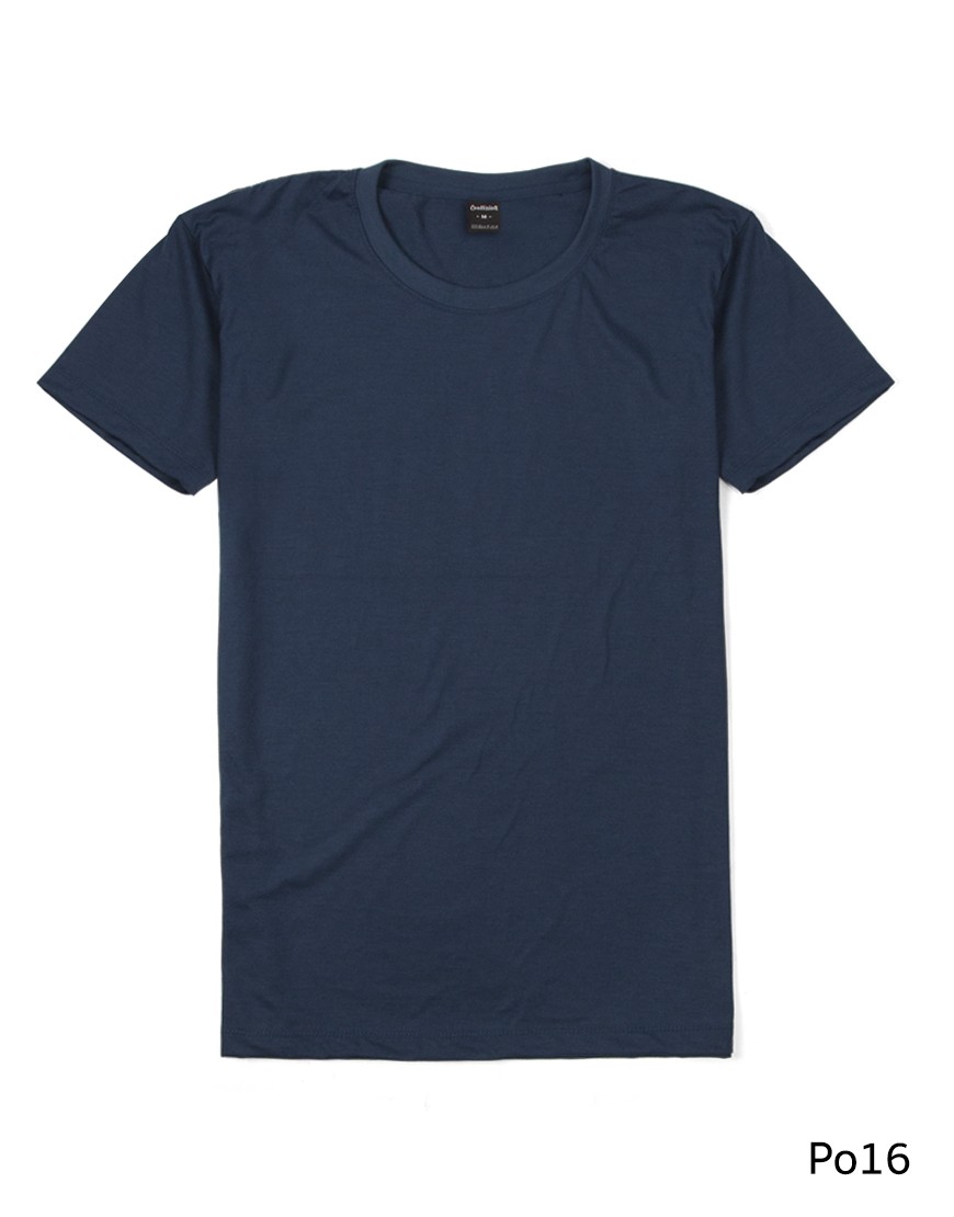 เสื้อยืดคอกลมเรียบ Po16 สีกรมท่า