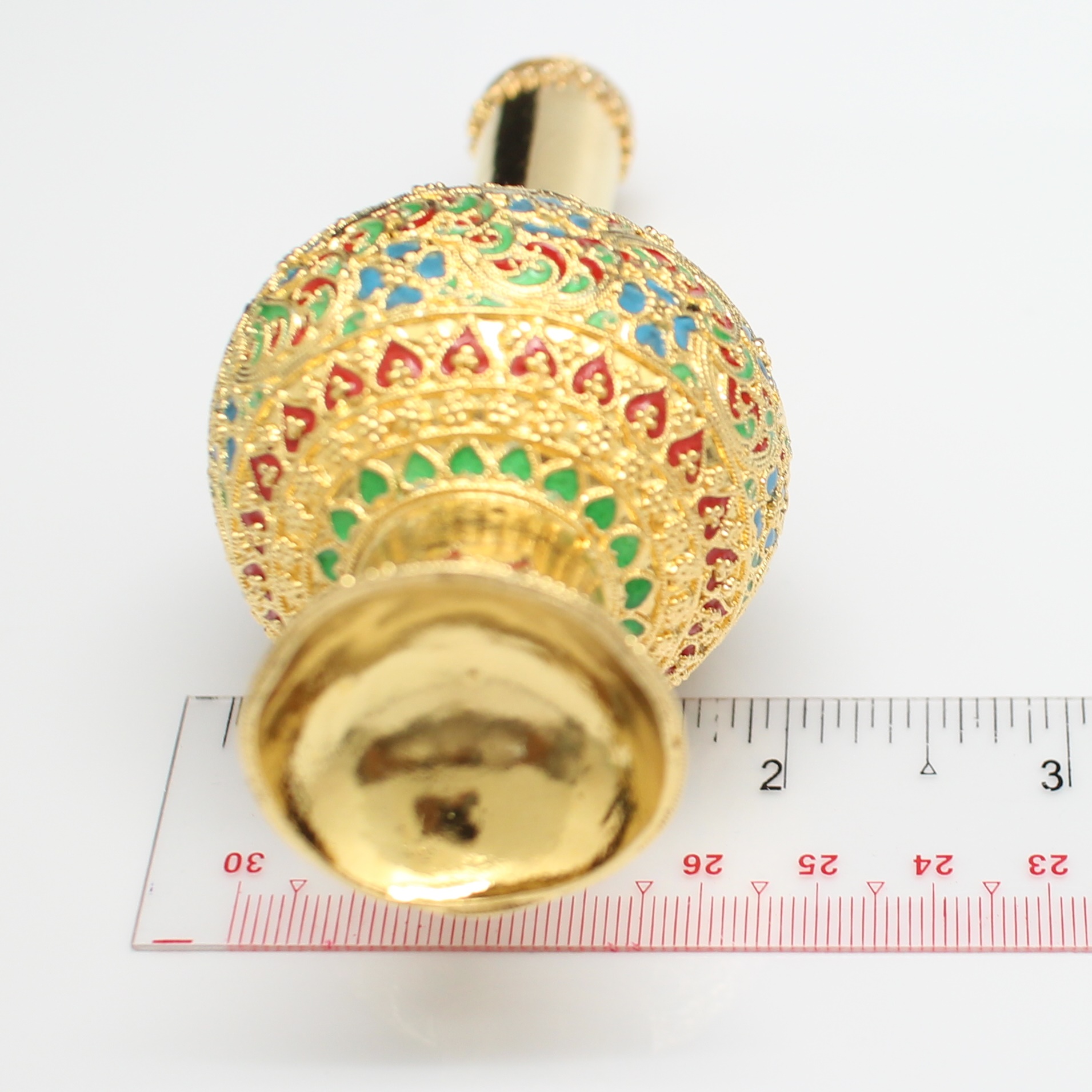 SI378 ที่กรวดน้ำลงยาสีฟ้า เงินแท้ชุบทอง