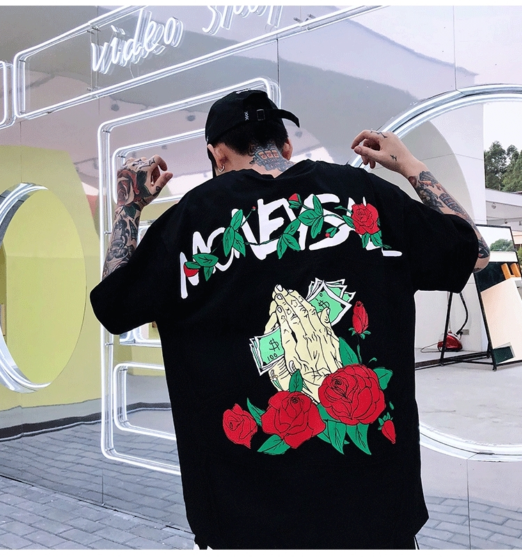 เสื้อยืด Street Fashion Oversize สีดำ MONEY