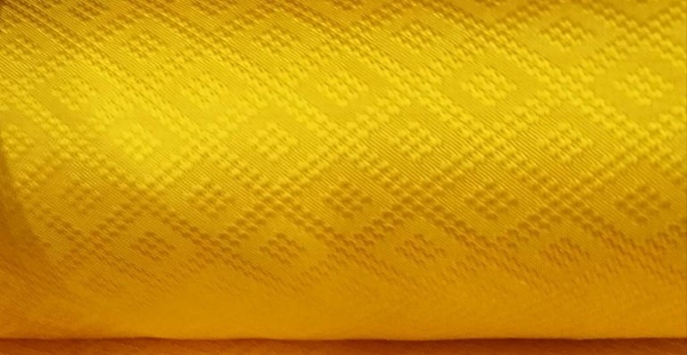 ผ้าไหมยกดอก ลายลูกแก้วสองชั้น สีพื้น ไหมแท้ สีเหลืองทอง (ราคาต่อหลา) รหัส B1-NY-SKU-28347