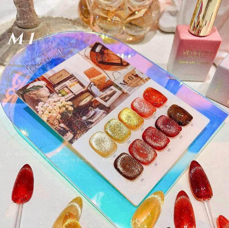 [1Set/10ขวด] ชุดสีเจล สีเจลแฟลช แคทอาย แบรนด์VENDEENI M1 ขนาด15ml แถมชาร์ตสี!!