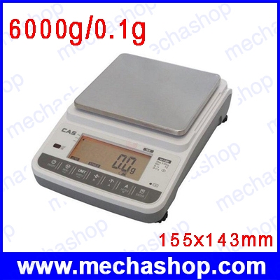 เครื่องชั่งน้ำหนักความละเอียดสูง ระบบอิเล็กทรอนิกส์ 6000g ความละเอียด 0.1g (จานชั่งสแตนเลส 155x143mm) ยี่ห้อ CAS รุ่น XE- XE-6000H (เกาหลี)