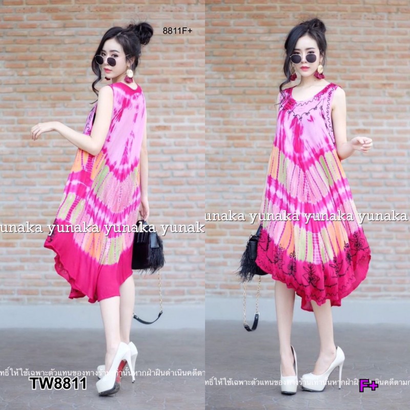 Dress เดรสแขนกุดมัดย้อม TW8811