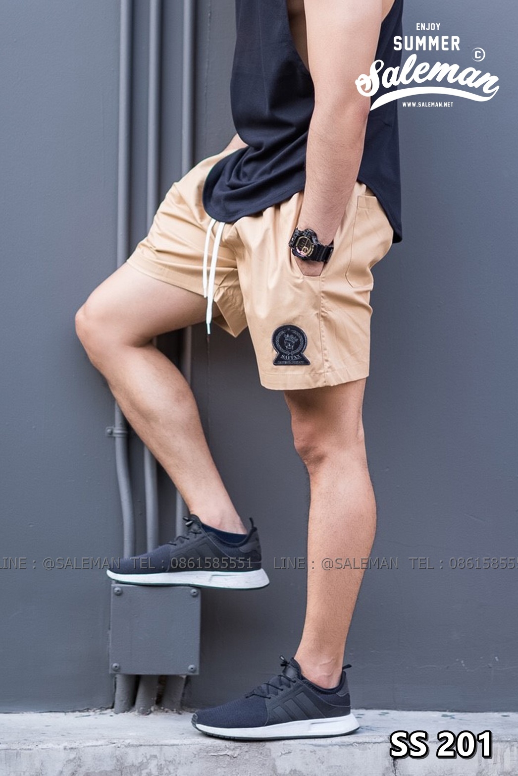 กางเกงขาสั้น พรีเมี่ยม ผ้า COTTON รหัส SS 201 สีครีม